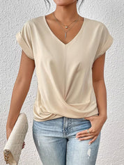 Elegant V-Neck Top with Twisted Detail for Women