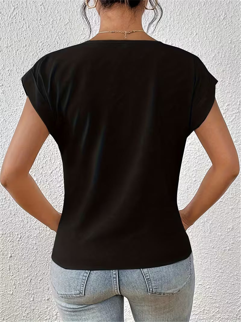Elegant V-Neck Top with Twisted Detail for Women