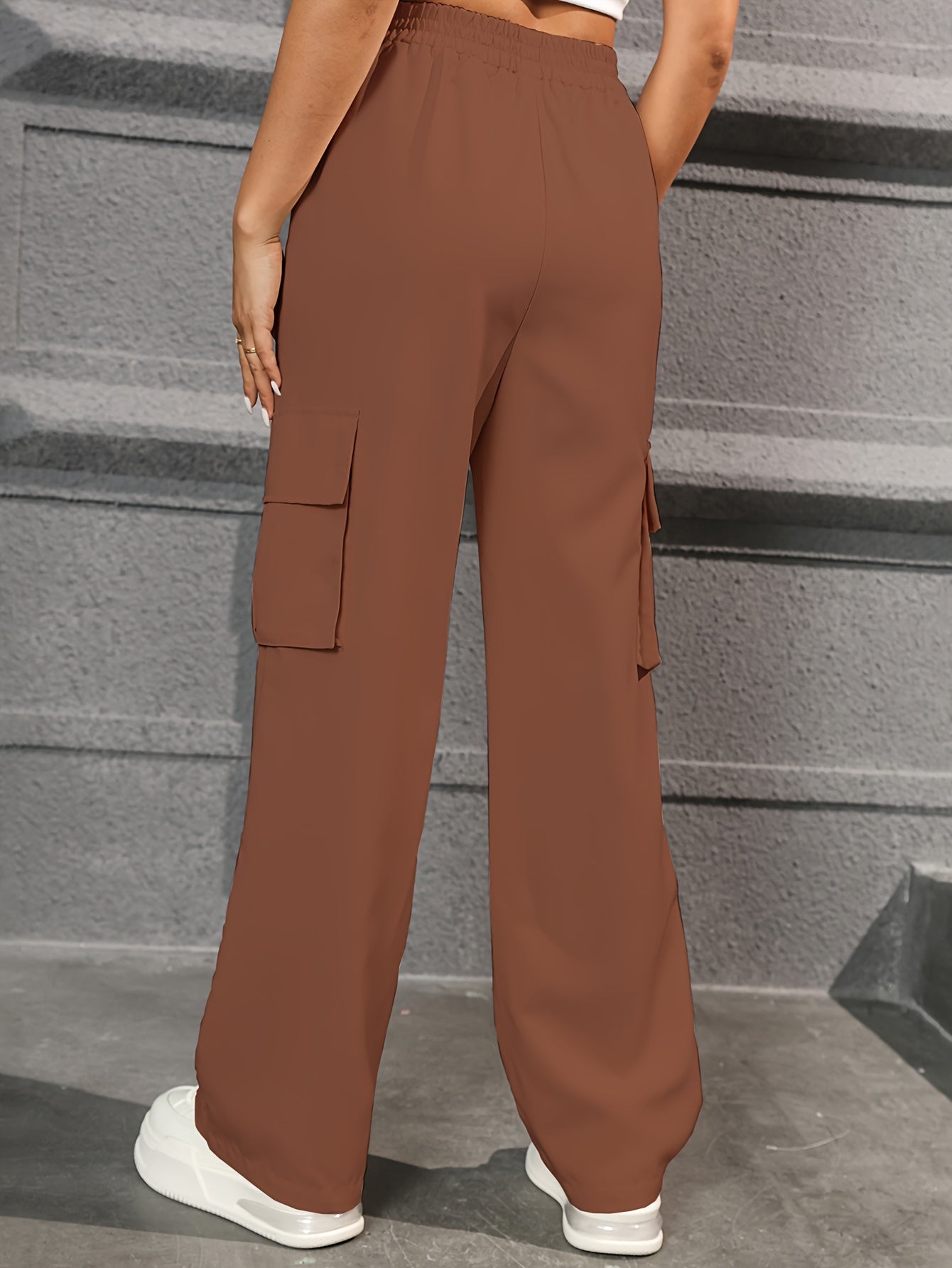 Trendy Cargo Broek Voor Dames Met Hoge Taille En Rechte Pijpen
