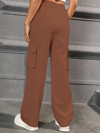 Trendy Cargo Broek Voor Dames Met Hoge Taille En Rechte Pijpen