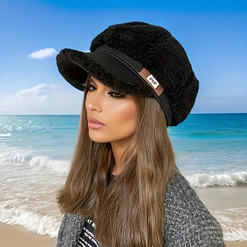 Warm Knitted Cable Pattern Winter Hat for Women