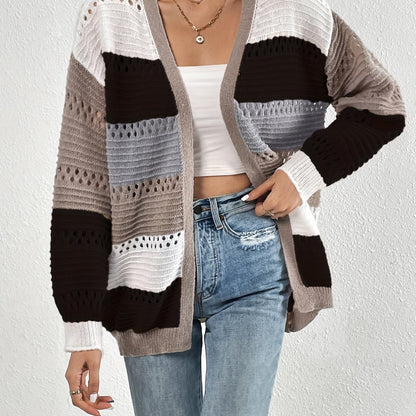Warm Gestreepte Dames Winter Vest Gebreid