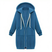 Sporty Comfortable Midi Sweater Dress with Zipper Pockets for Women