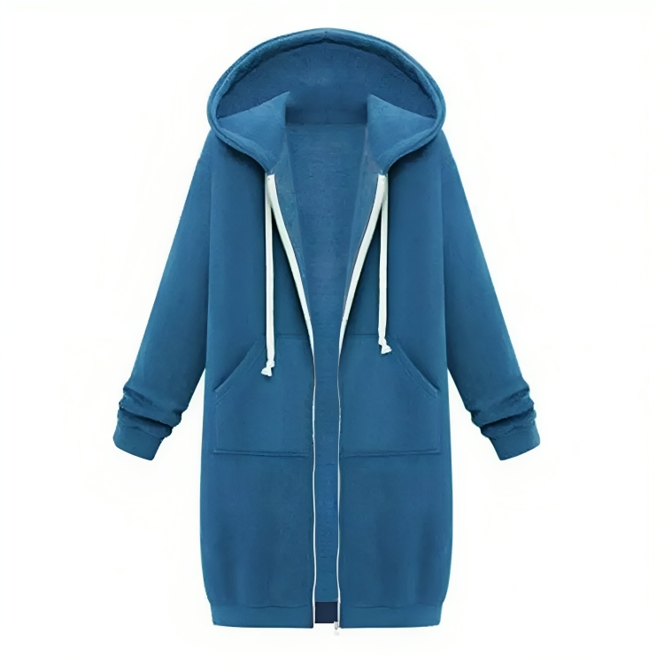 Sporty Comfortable Midi Sweater Dress with Zipper Pockets for Women