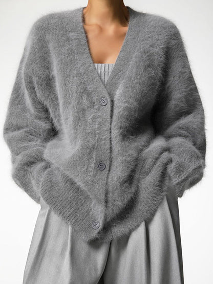 Oversized fluffy cardigan voor vrouwen | V‑hals