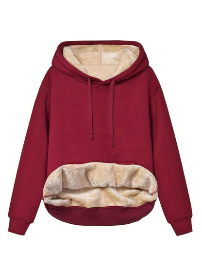 Winter Hoodie voor Vrouwen Fleece Gevoerd en Kangoeroezak