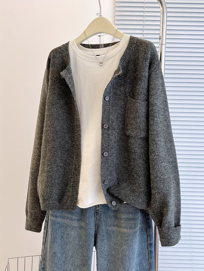 Zacht Comfortabel Gebreid Dames Vest Met Knoopsluiting