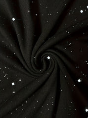 Robe cocktail mini bodycon pailletée pour femmes avec col asymétrique et volants