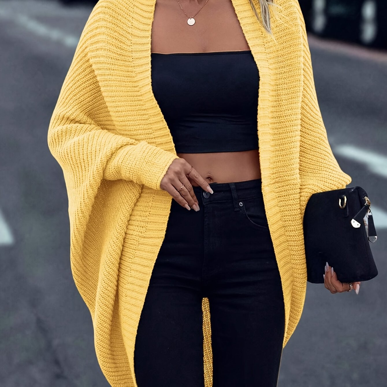 Zacht Oversized Vrouwen Openvallend Lichtgewicht Gebreid Vest
