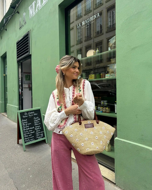 Mirthe- Wildflower Gilet met geborduurde bloemen