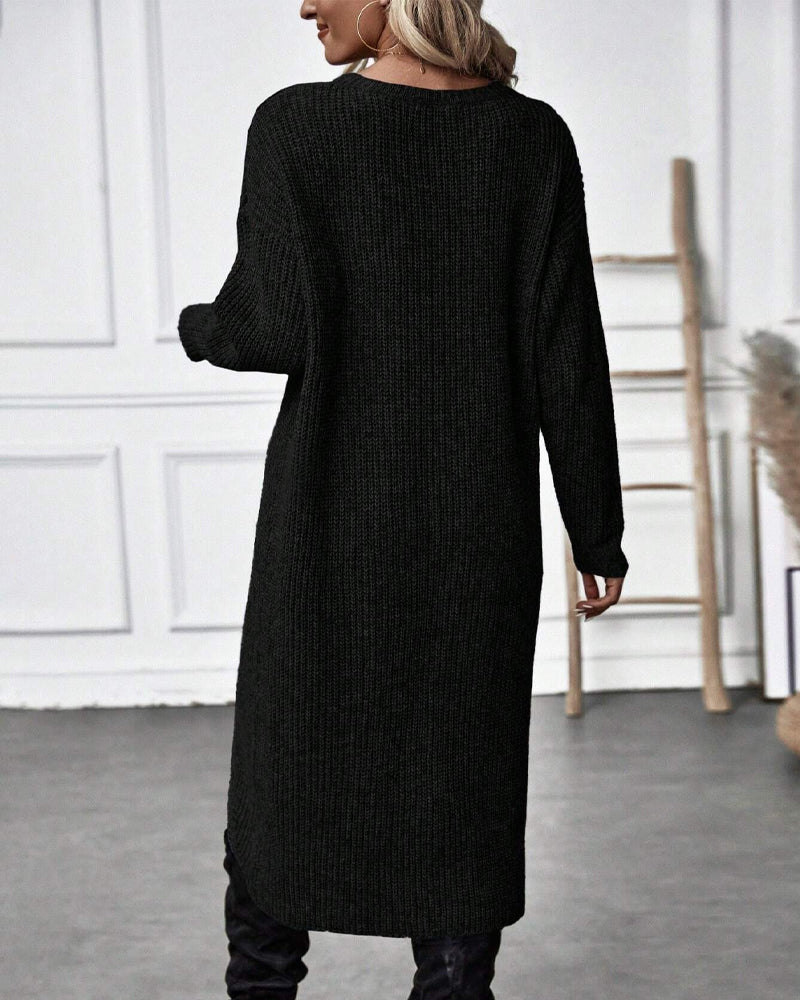 Winter Gebreide Sweater Jurk Vrouwen asymmetrische midi