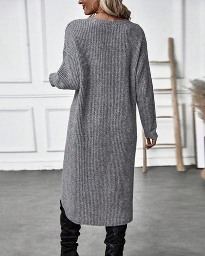 Winter Gebreide Sweater Jurk Vrouwen asymmetrische midi