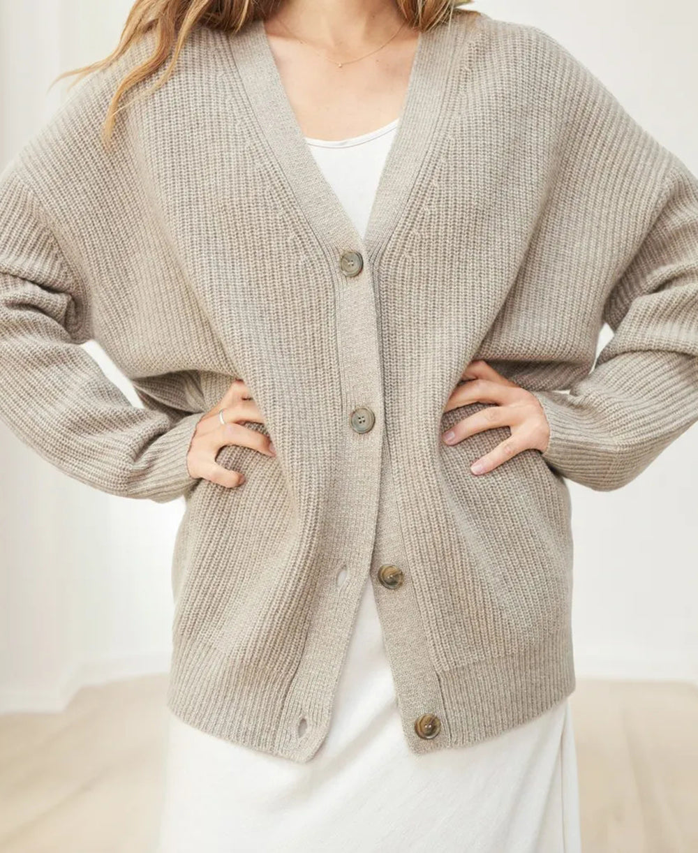 Oversized cardigan met knopen voor vrouwen | V-hals
