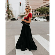 Women's Elegant Maxi Skirt with Pleated Texture and Elastic Waist