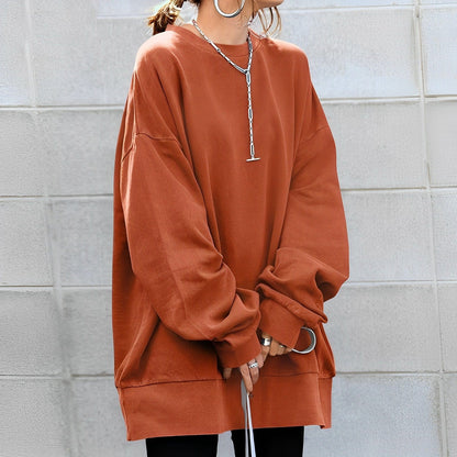 Oversized Vrouwen Sweatshirt met ronde hals en lange mouwen