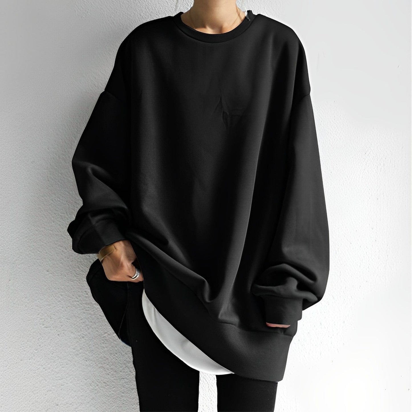 Oversized Vrouwen Sweatshirt met ronde hals en lange mouwen