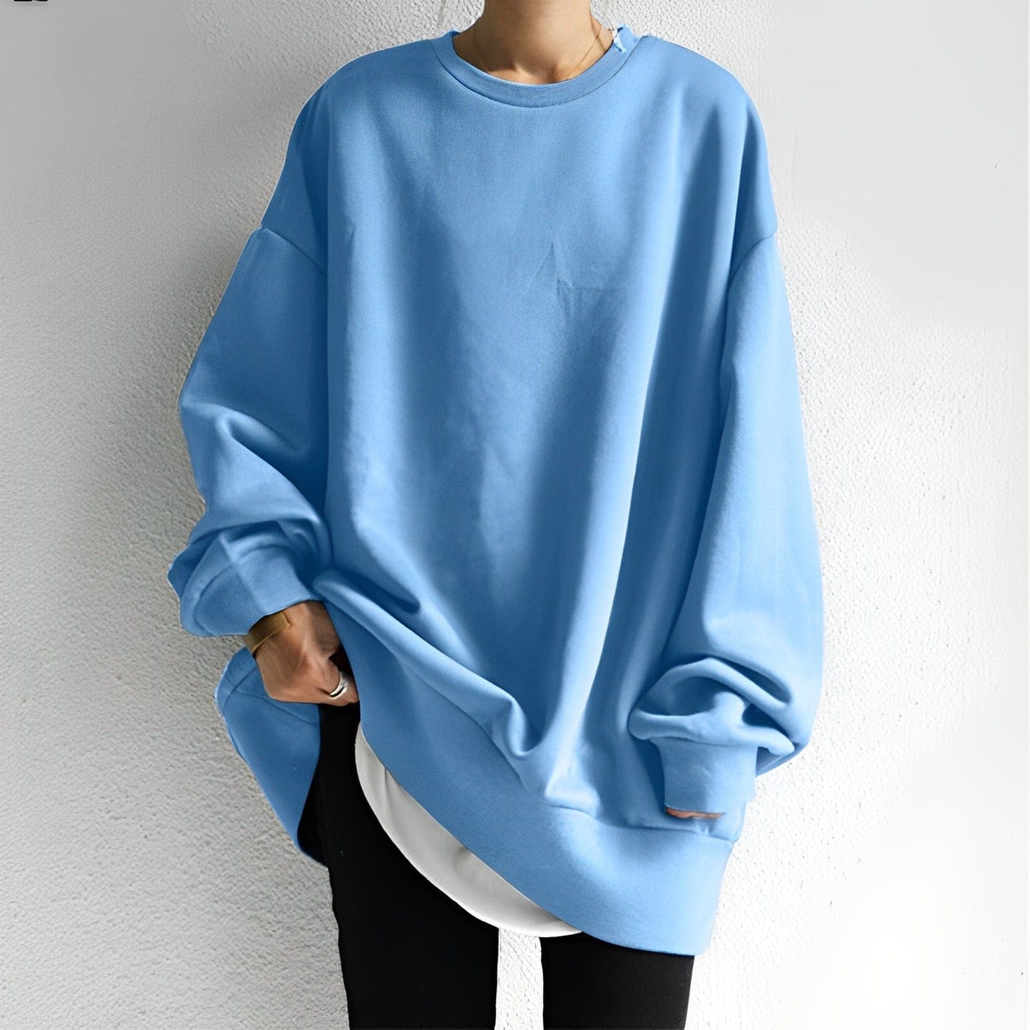 Oversized Vrouwen Sweatshirt met ronde hals en lange mouwen