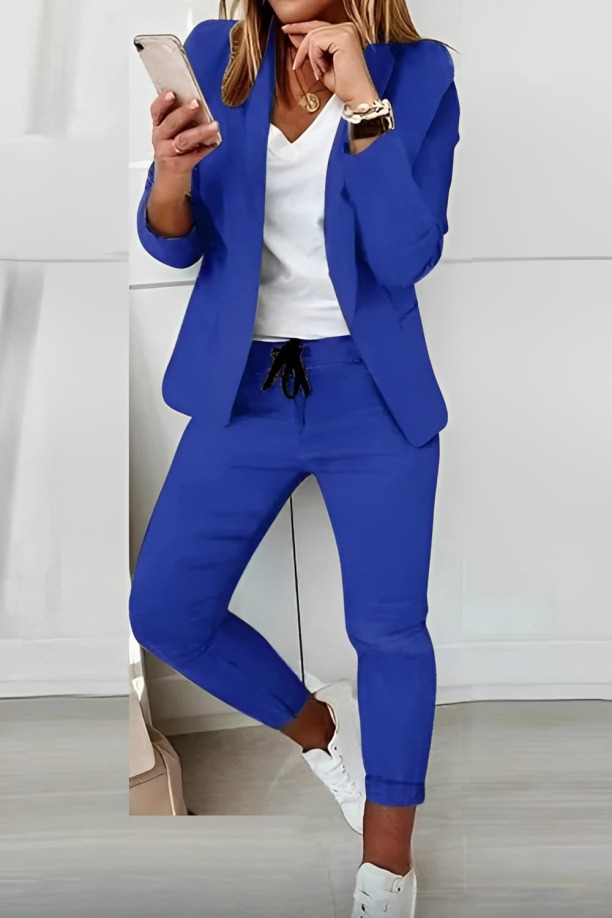 Dames Tweedelige Set Blazer en Pantalon Met Trekkoord