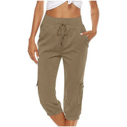 Casual Women's Capri Pants with Drawstring and Pockets