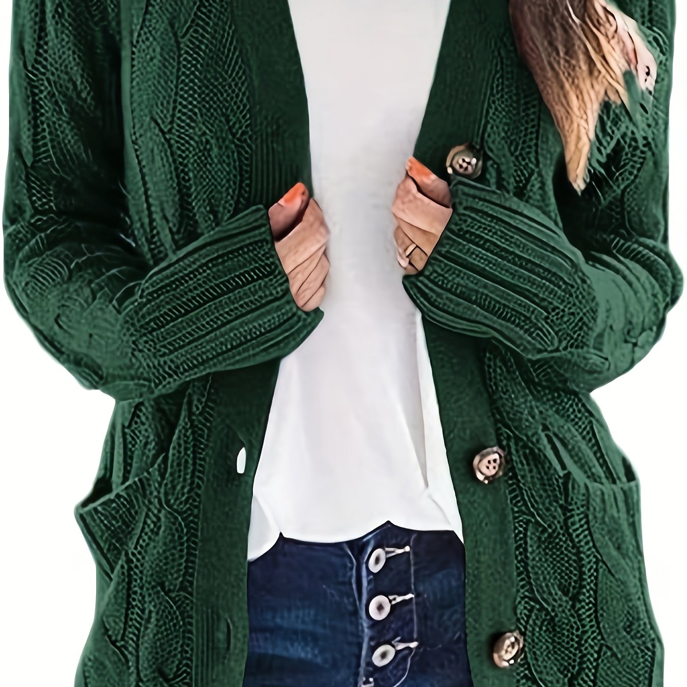 Kabelgebreid Warm Dames Vest Met Knopen
