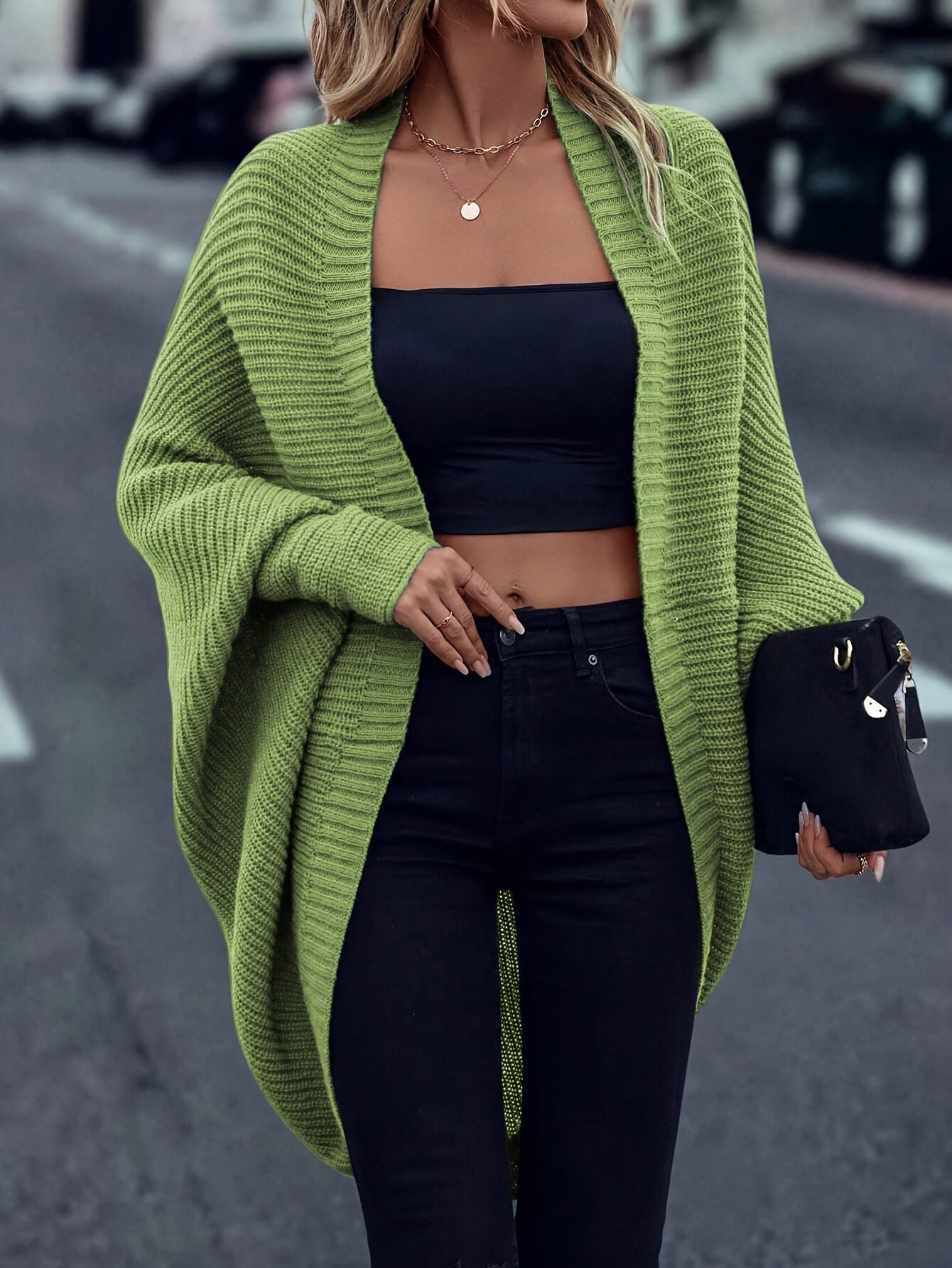 Zacht Oversized Vrouwen Openvallend Lichtgewicht Gebreid Vest