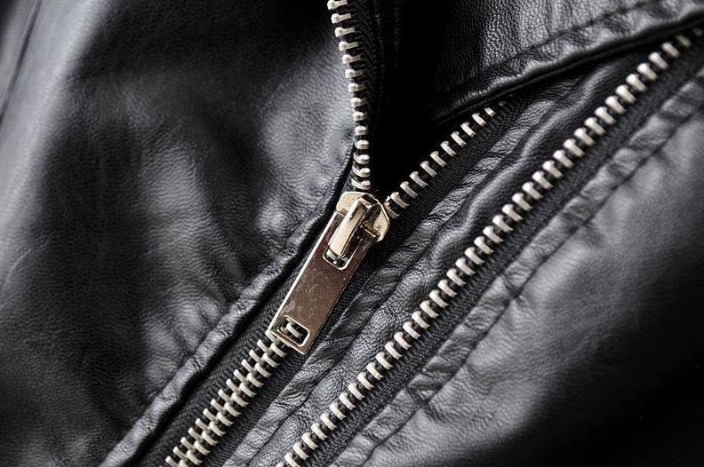 Zwarte Leren Dames Jas Met Ritszakken