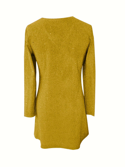 Pailletten Gltter Cocktail Mini Jurk Voor Dames Met V-Hals
