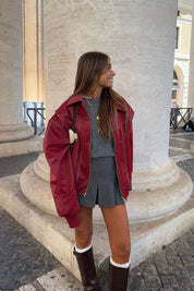 Rood Oversized Dames Bomberjack Stijlvol en Trendy