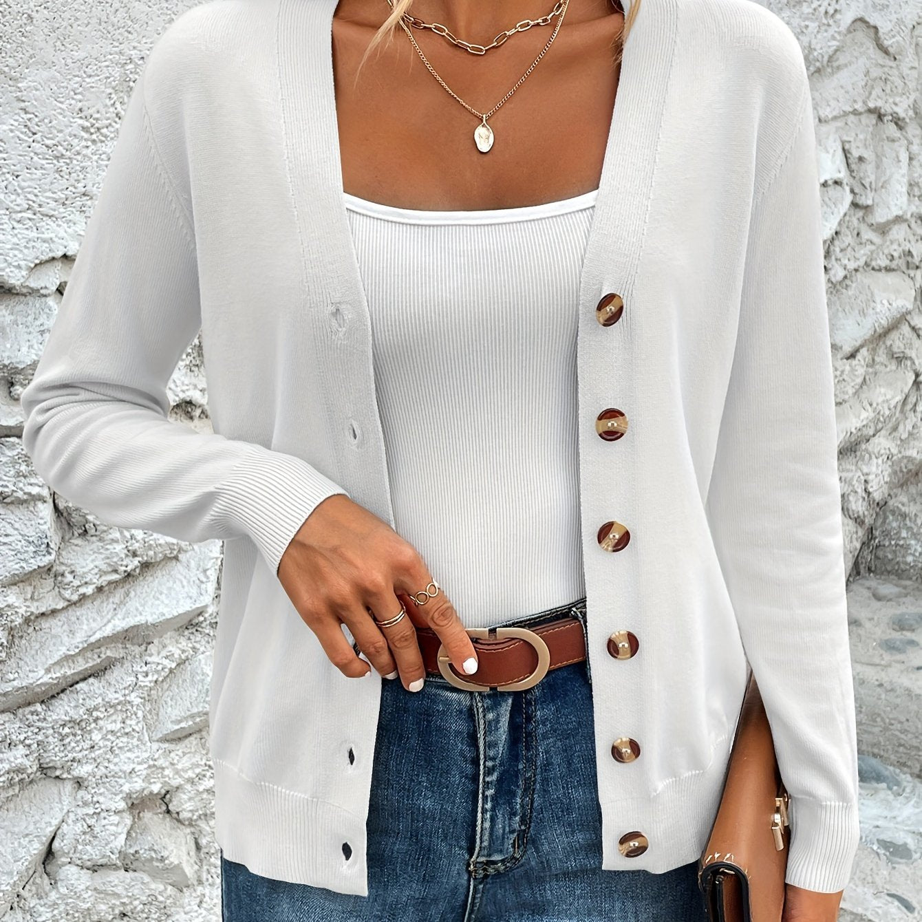 Comfortabel Gebreid Dames Cardigan Met Knoopsluiting
