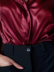 Luksusowa satynowa bluzka damska z długimi rękawami