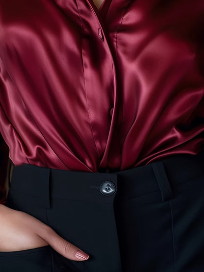 Luxe Satijnen Blouse met Lange Mouwen voor Dames