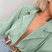 Jasmijn - Modny dwuczęściowy garnitur z drapowanymi spodniami
