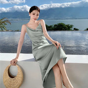 Jady - Satin maxi dress with open back