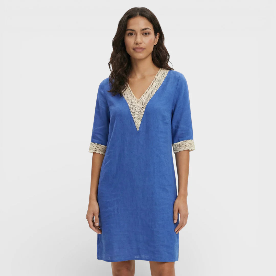 Zomerse Mini Jurk Met V Hals En Kant Detail Voor Dames