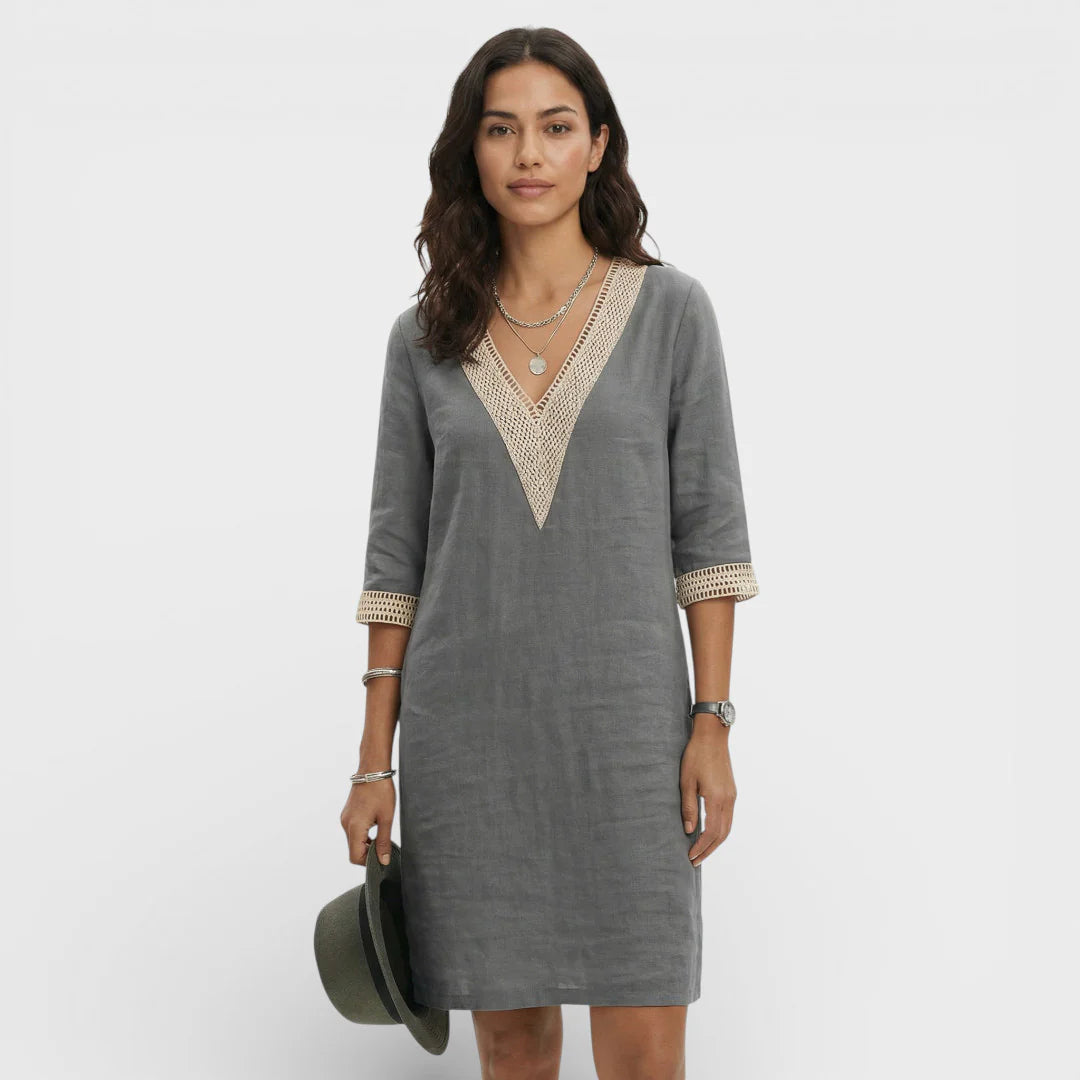 Zomerse Mini Jurk Met V Hals En Kant Detail Voor Dames