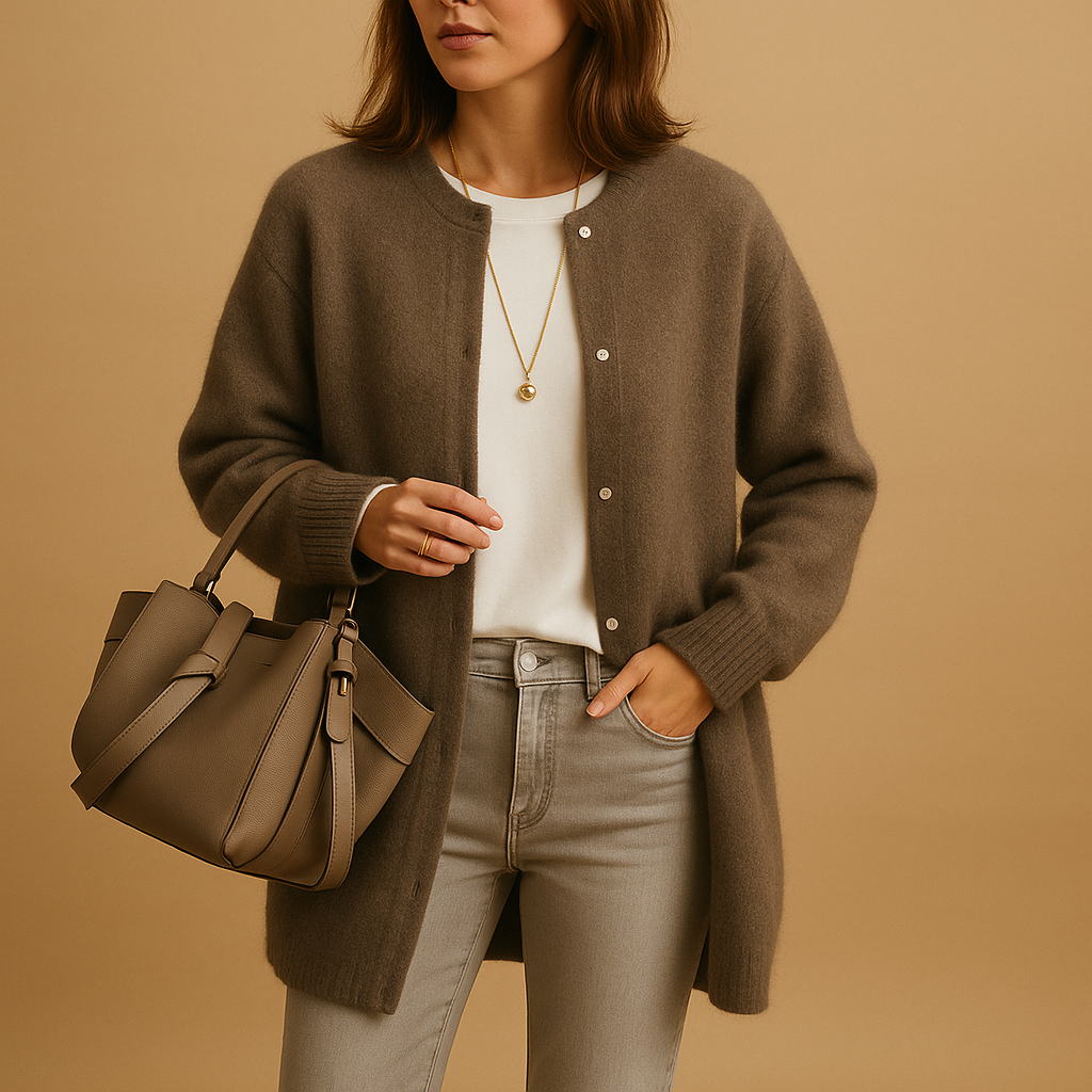 Zachte Lange Dames Cardigan Met Knoopsluiting