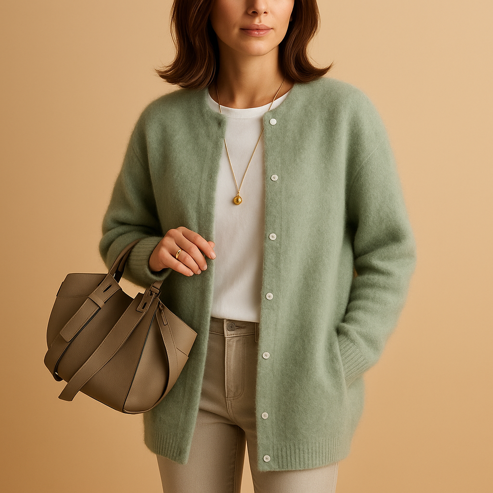 Cardigan Long Doux pour Femme avec Fermeture à Boutons