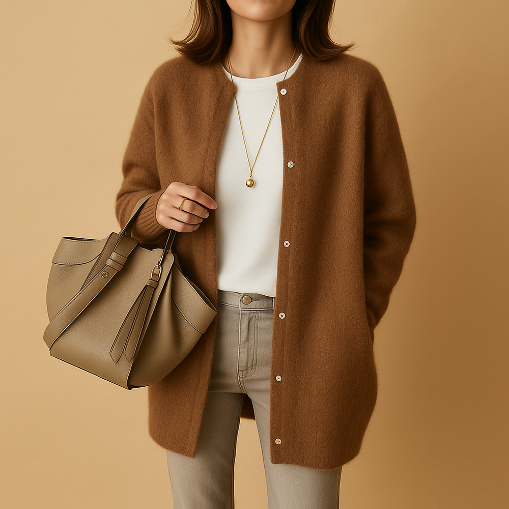 Cardigan Long Doux pour Femme avec Fermeture à Boutons
