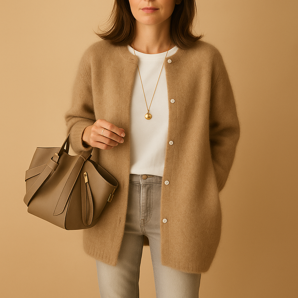 Cardigan Long Doux pour Femme avec Fermeture à Boutons
