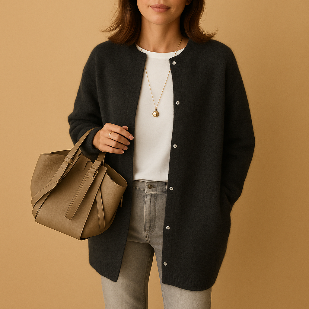 Zachte Lange Dames Cardigan Met Knoopsluiting