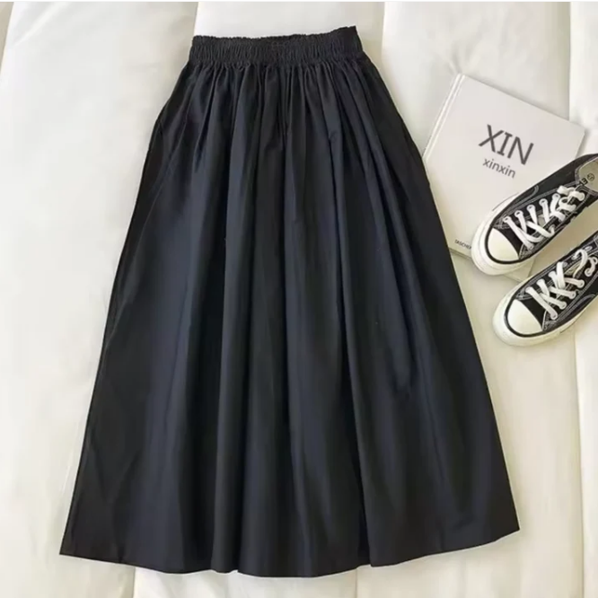 Elegante Dames Wijde Rok Met Hoge Taille Pasvorm Comfort