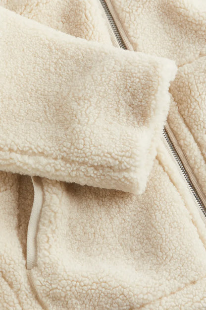 Dames Oversized Teddy Jas met Rits en Hoge Kraag Winter