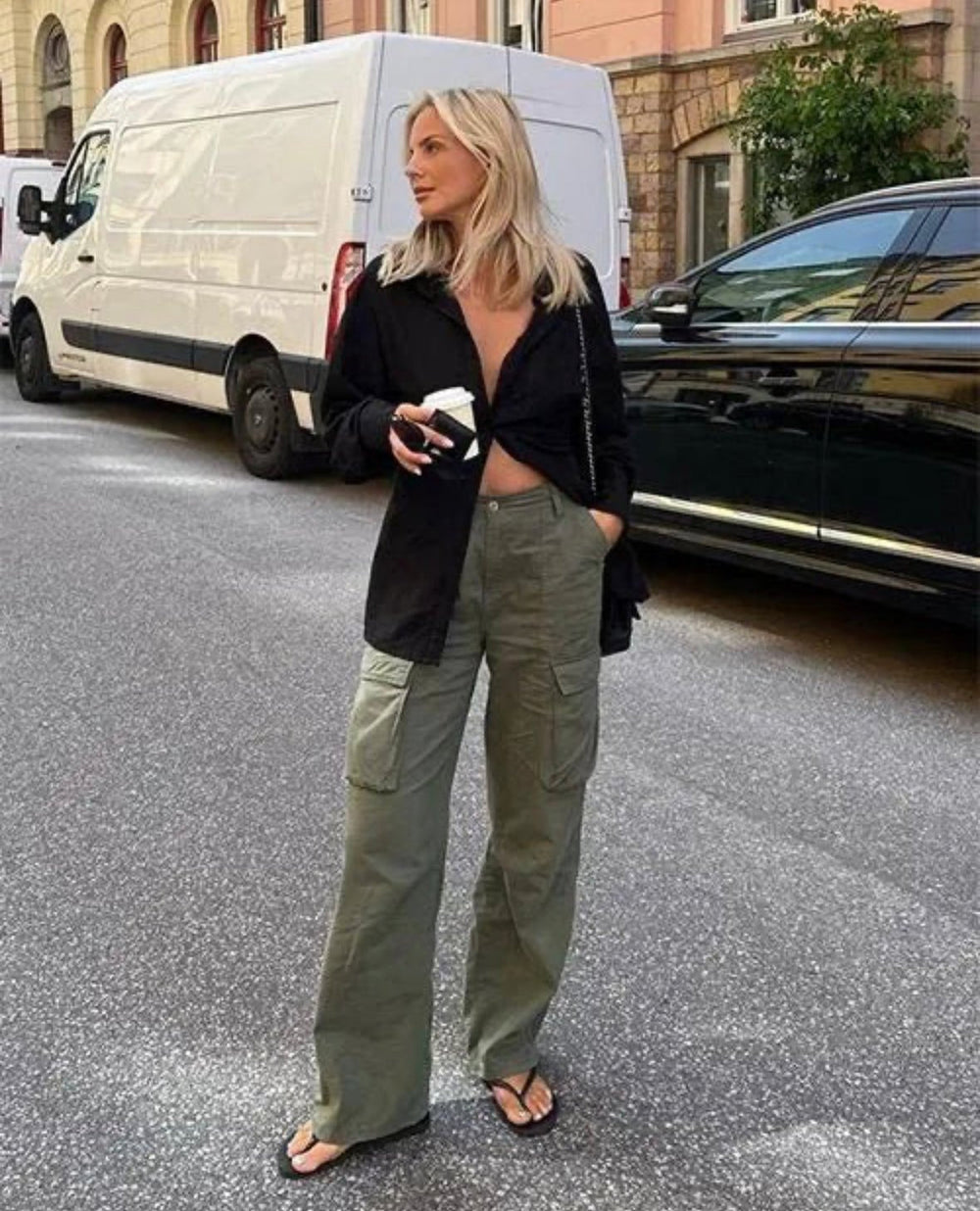 Pantalon Cargo à Pantalon Large pour Femme avec Poches