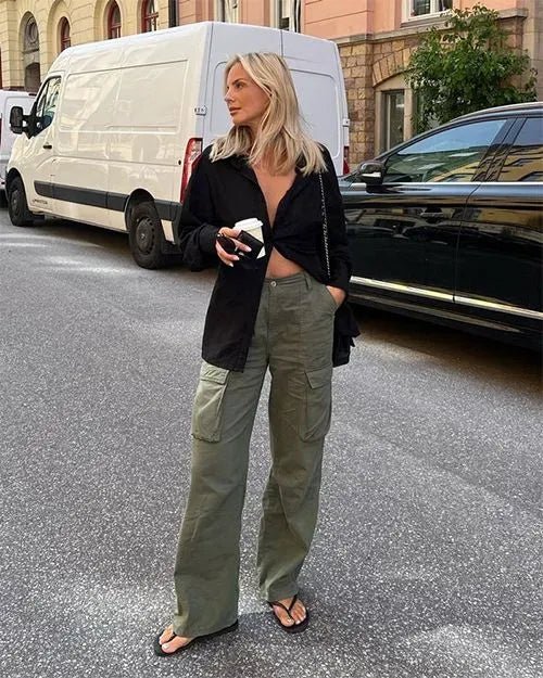 Pantalon Cargo à Pantalon Large pour Femme avec Poches