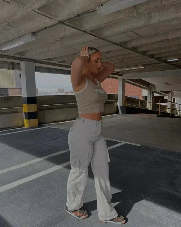 Pantalon Cargo à Pantalon Large pour Femme avec Poches