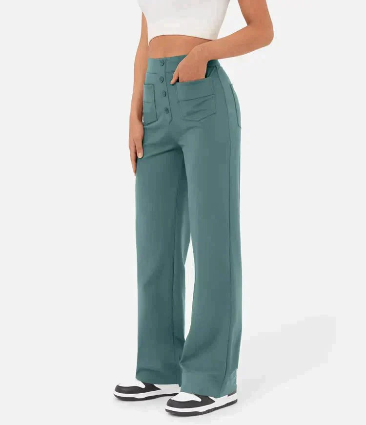 Stijlvolle Broek Met Hoge Taille En Wijde Pijpen
