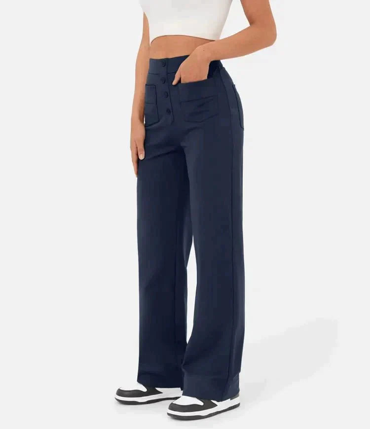 Stijlvolle Broek Met Hoge Taille En Wijde Pijpen