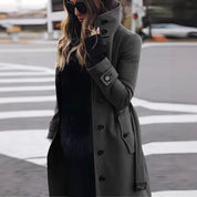 HONORINE - HIGH COLLAR LONG BUTTON COAT 1