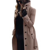 HONORINE - HIGH COLLAR LONG BUTTON COAT 5