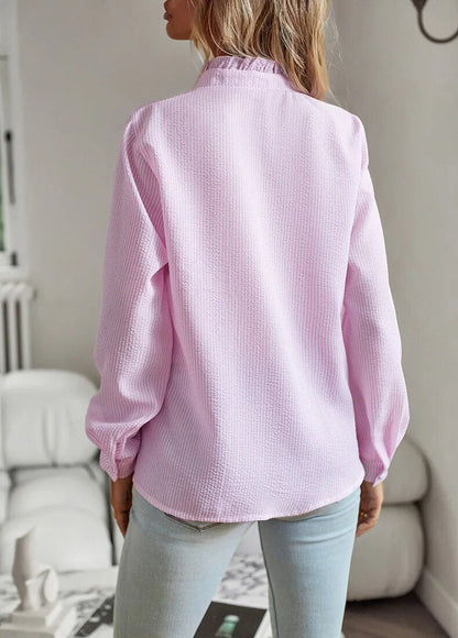 Jamie - Blouse met ruffles en opstaande kraag